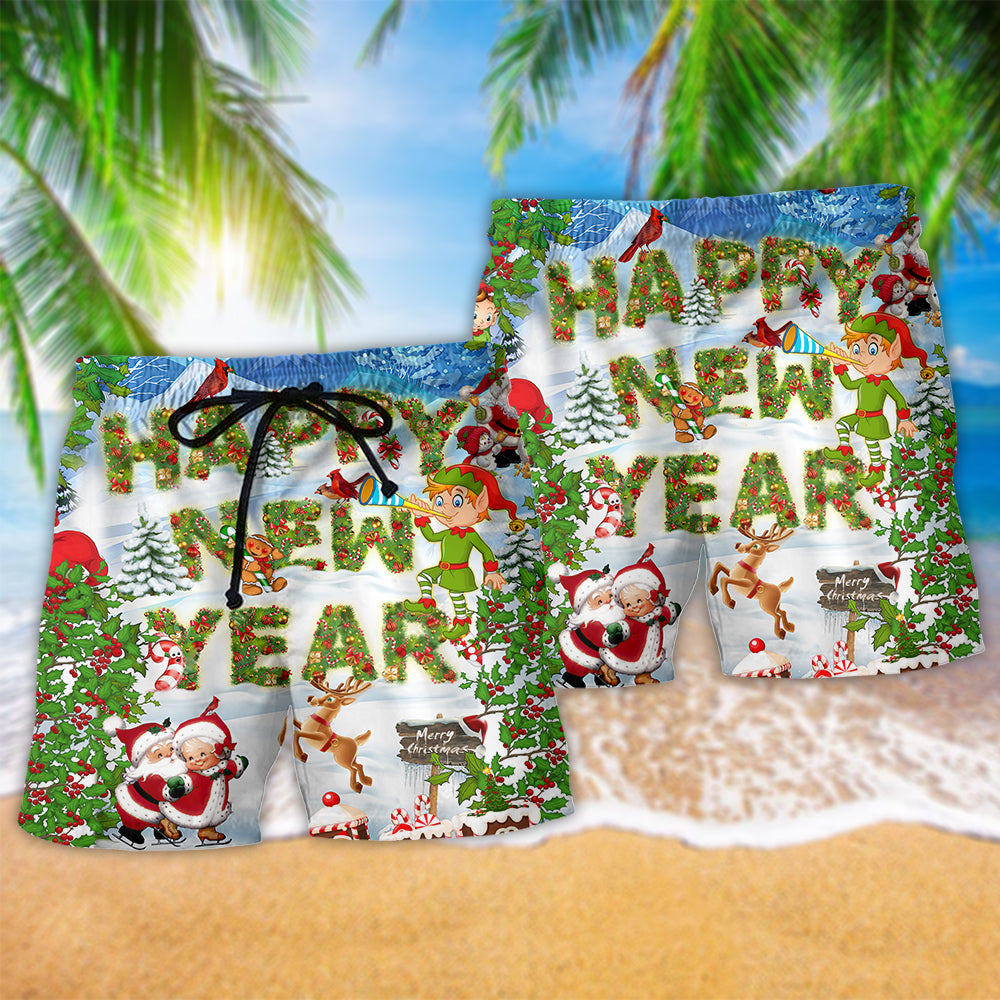 Christmas Snow Beach Shorts Pattern Detail For Seaside Leisure And Lightweight Summer Style