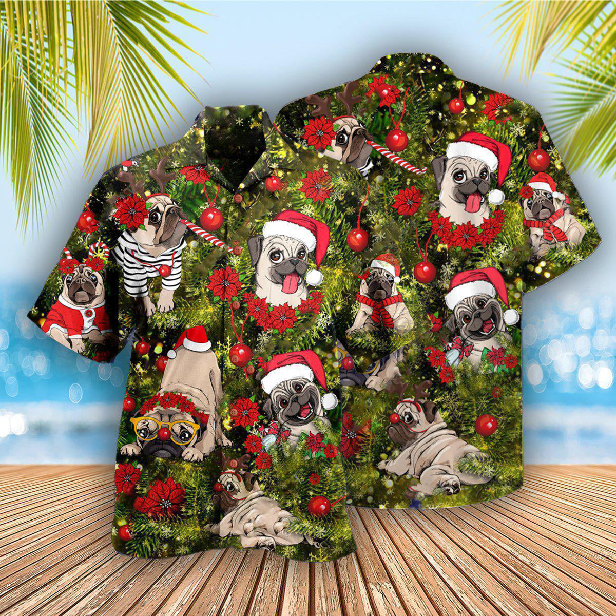 Christmas Little Pugmas Grass Hawaiian Shirt For Resort Getaways And Comfortable Summer Activities
