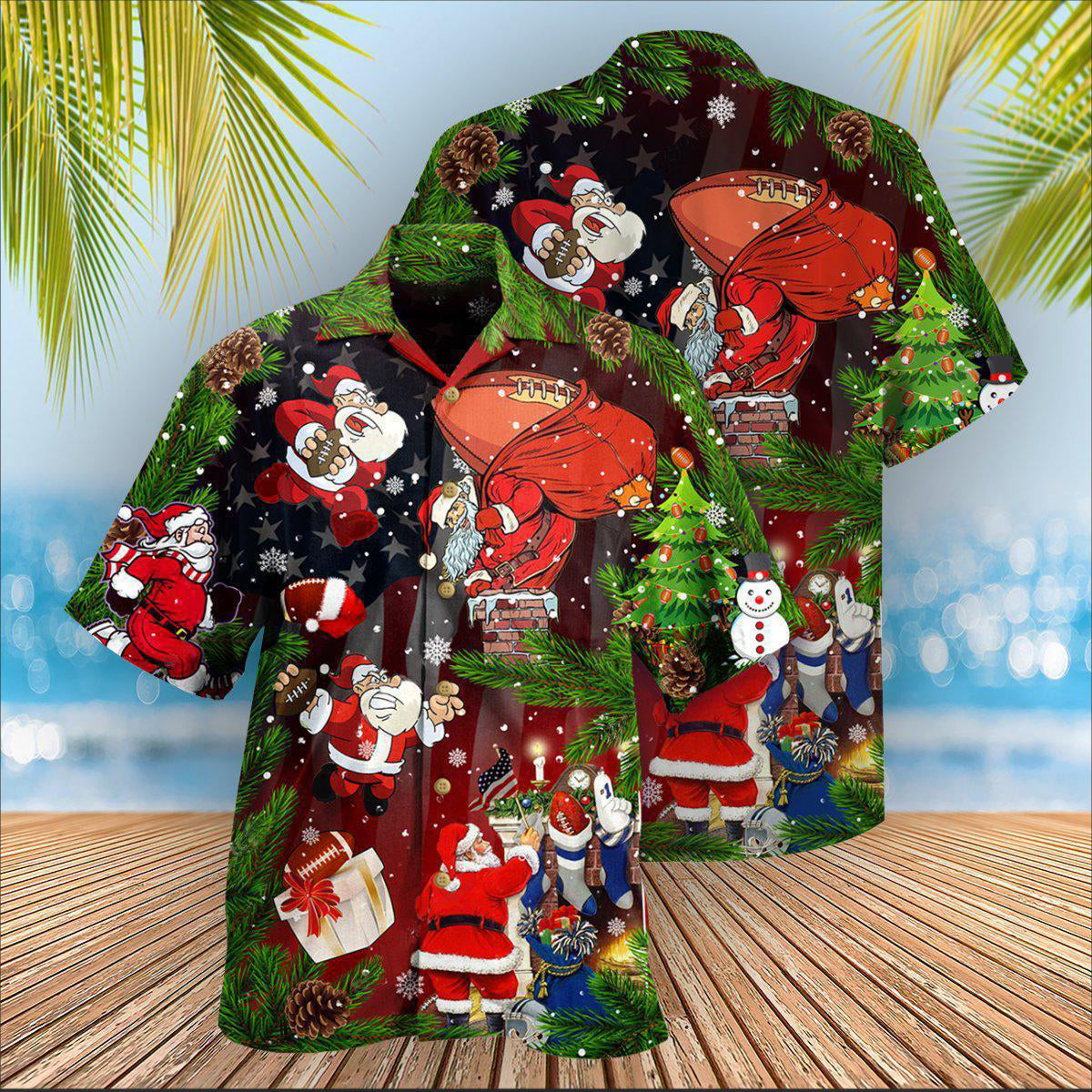 Football Christmas Big Fan American Hawaiian Shirt Design Detail For Beach Days And Holiday Travel