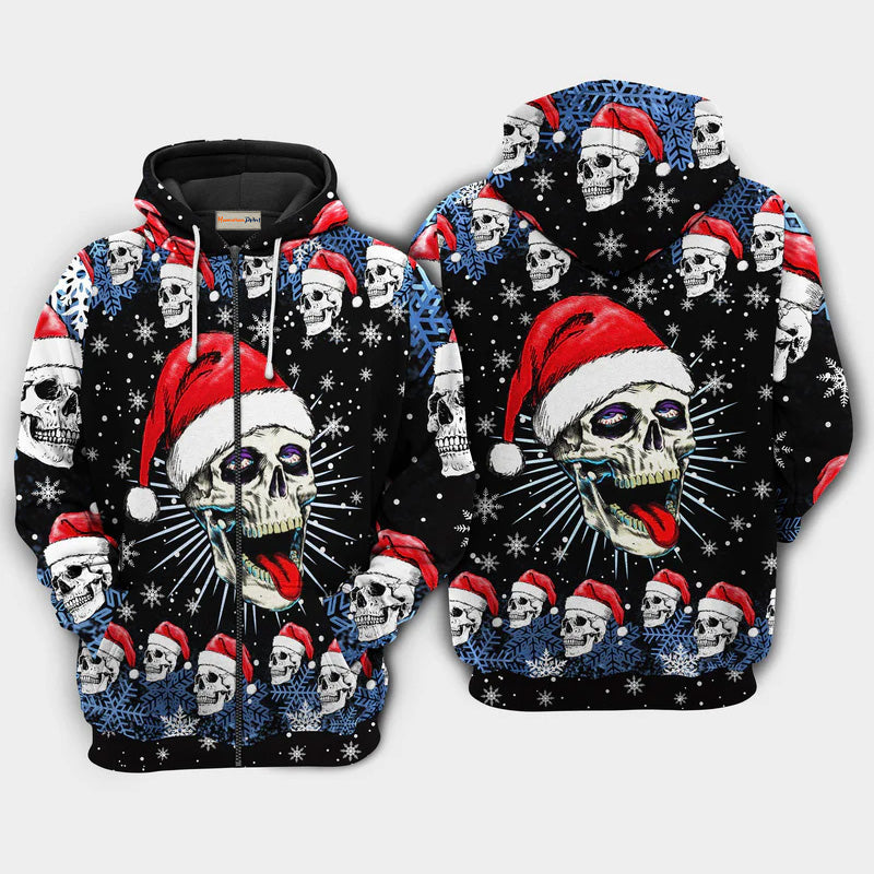 Christmas Skull Naughty List Holiday Hoodie For Winter Streetwear Christmas Travel And Seasonal Home Gatherings