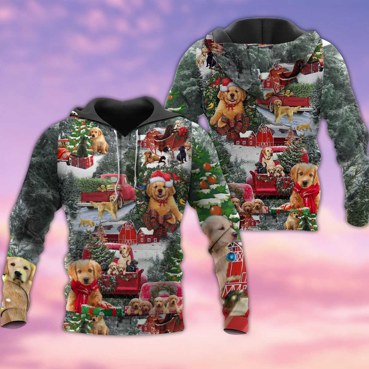 Cute Christmas Dogs Love Hoodie For Festive Streetwear Winter Outings And Christmas Celebrations