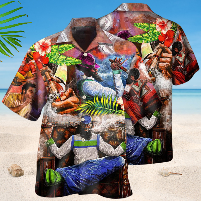 Floral Tropical Cigar Hawaiian Shirt For Resort Trips, Coastal Parties, And Warm Weather Style
