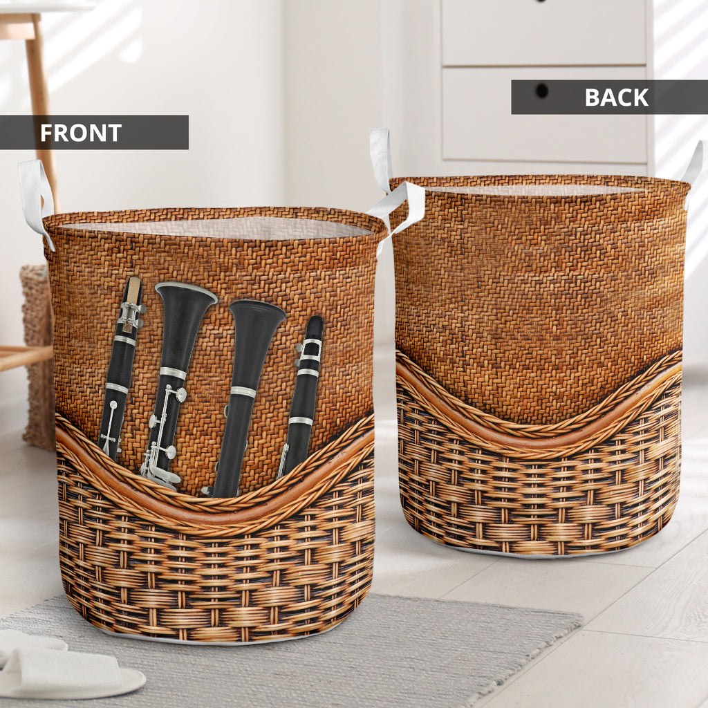 Clarinet Rattan Texture Laundry Basket For Room Home Organizer