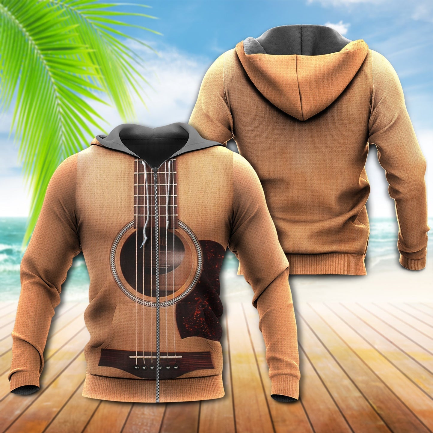 Classic Vintage Wooden Guitar Hoodie For Music Enthusiasts Seasonal Events And Thoughtful Gifts