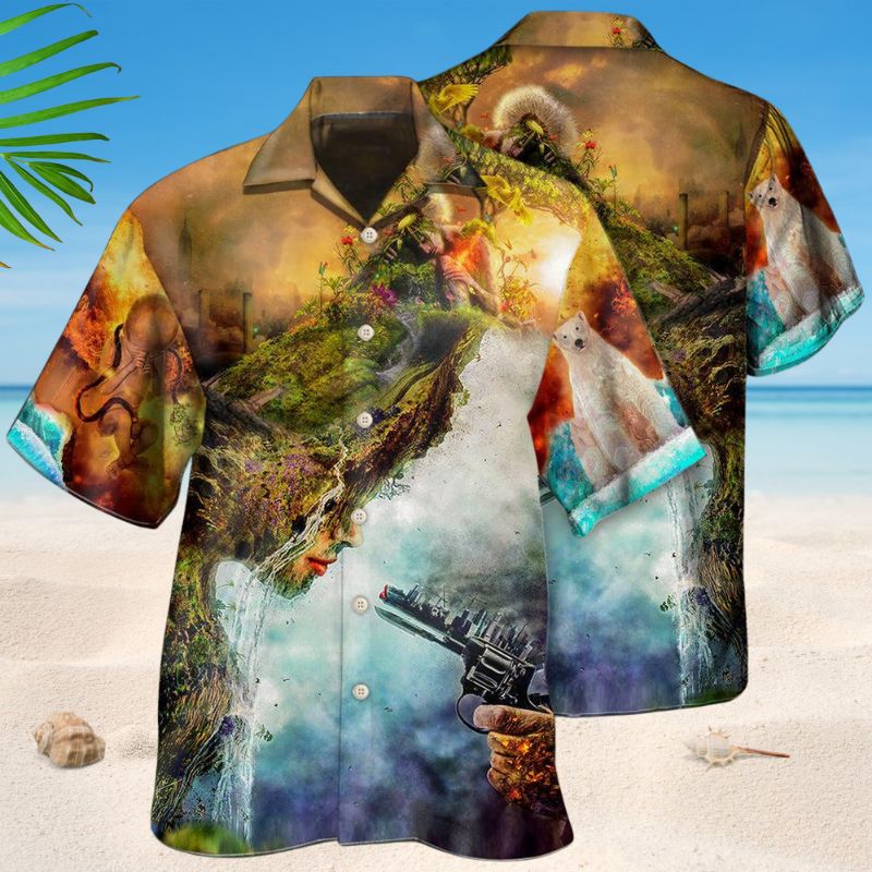 Climate Change Nature Hawaiian Shirt For Resort Trips, Coastal Parties, And Warm Weather Style