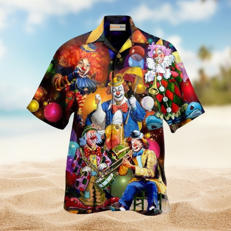 Clown And Duck Happy Everyday Hawaiian Shirt For Summer Vacation Beach Travel And Relaxed Casual Wear