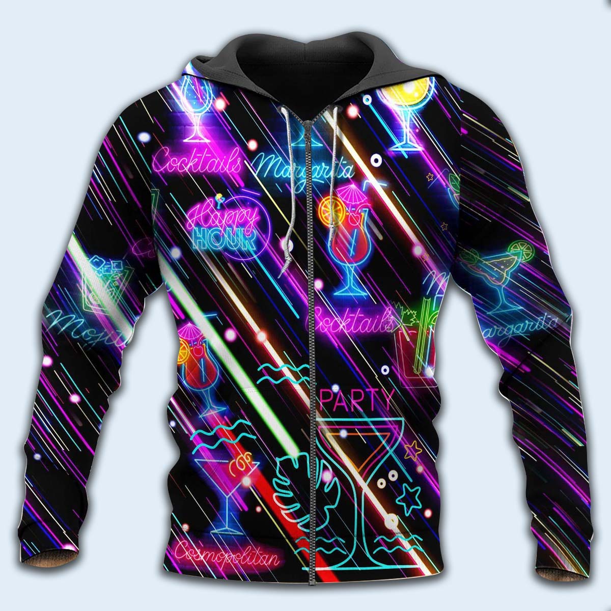 Happy Cocktail Hour Party Hoodie For Comfortable Daily Outfits Holidays And Casual Wear