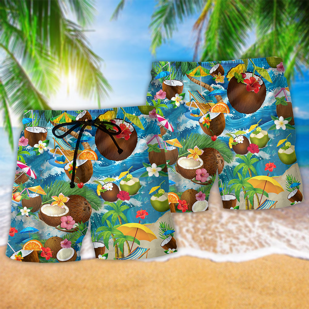 Coconut Summer Beach Shorts Pattern Detail For Beachside Relaxation And Weekend Casual Style