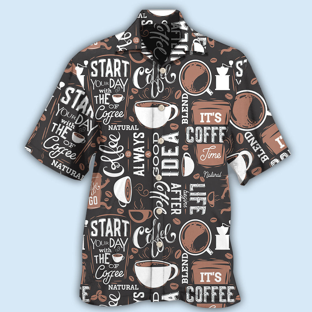 Coffee Start Hawaiian Shirt For Summer Vacation, Beach Travel, And Casual Wear