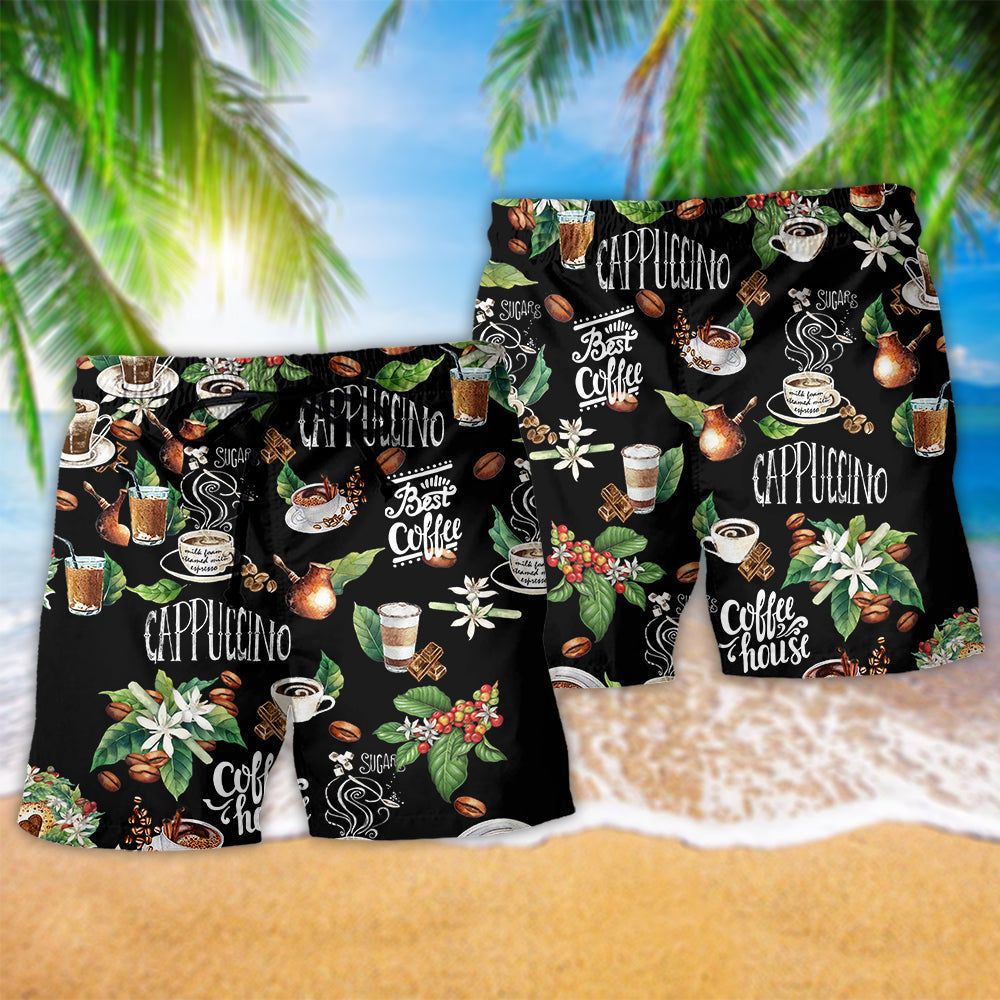 Coffee lover Coffee Beach Shorts Pattern Detail For Island Trips And Thoughtful Gift Giving