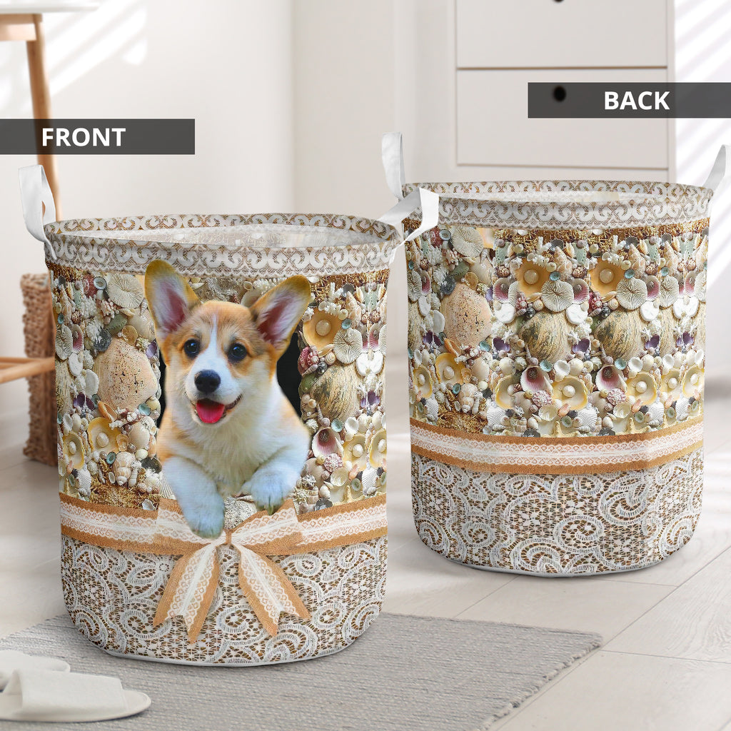 Corgi Diamond Lace Style Laundry Basket For Room Home Organizer