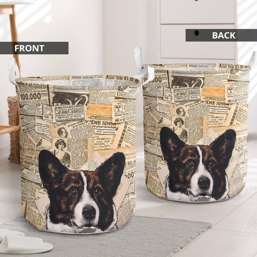 Corgi Newspaper Laundry Basket For Room Home Organizer
