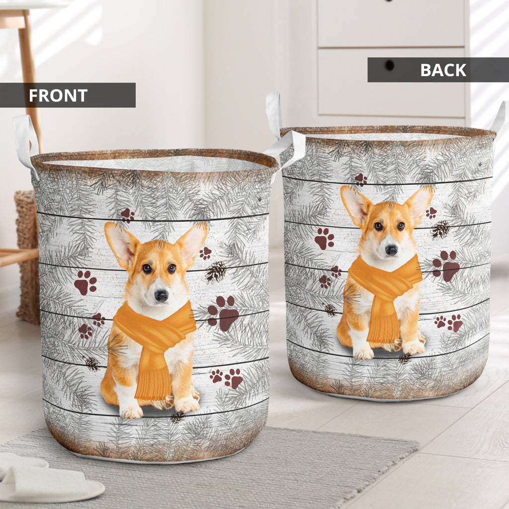 Corgi Pine Needles Laundry Basket For Room Home Organizer