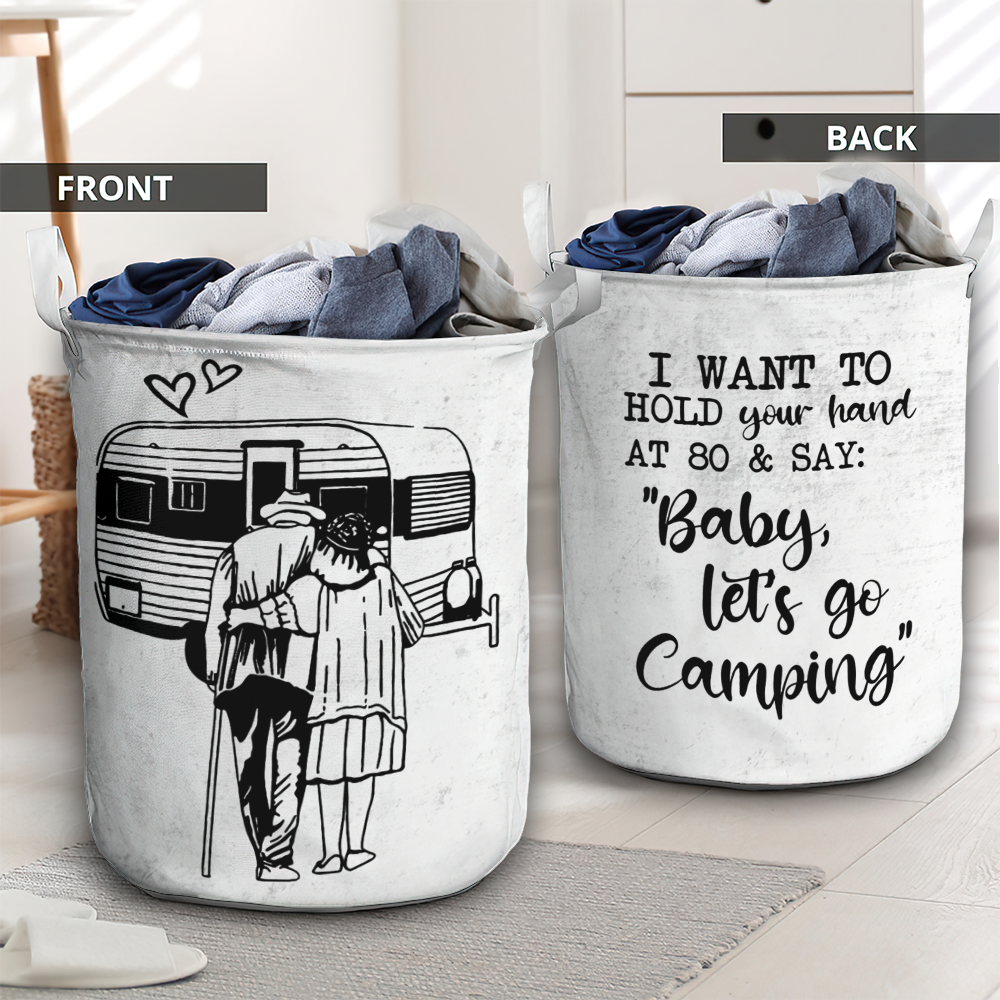 Couple Camping Let's Go Laundry Basket For Bathroom Bedroom Storage
