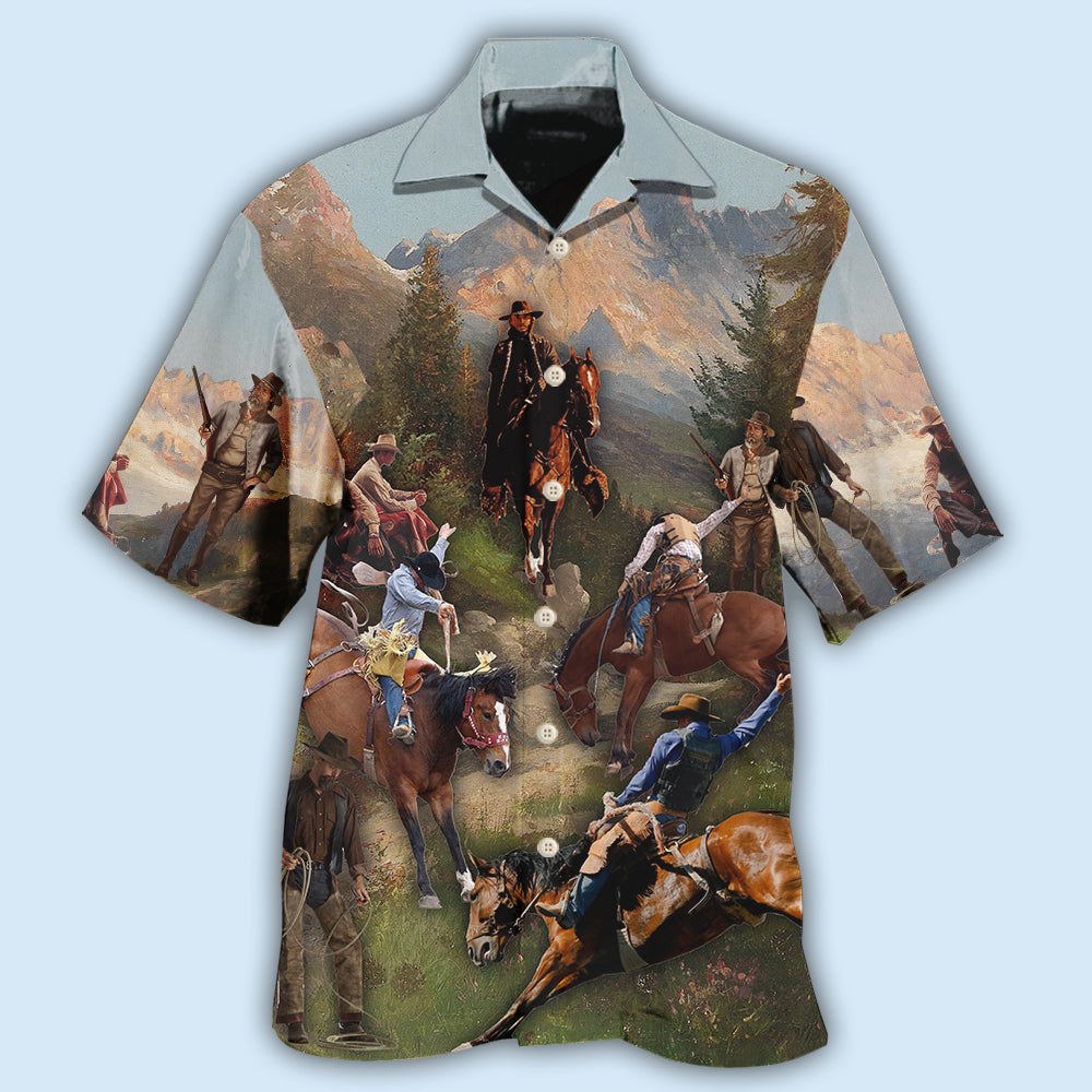 Cowboy Forest Outdoor Hawaiian Shirt For Coastal Travel, Casual Events, And Comfortable Summer Wear