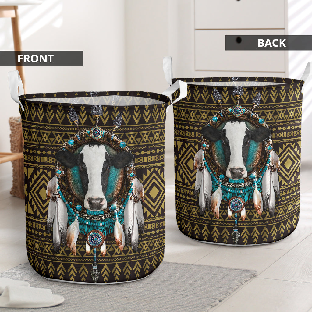 Cow Native American Laundry Basket For Room Home Organizer