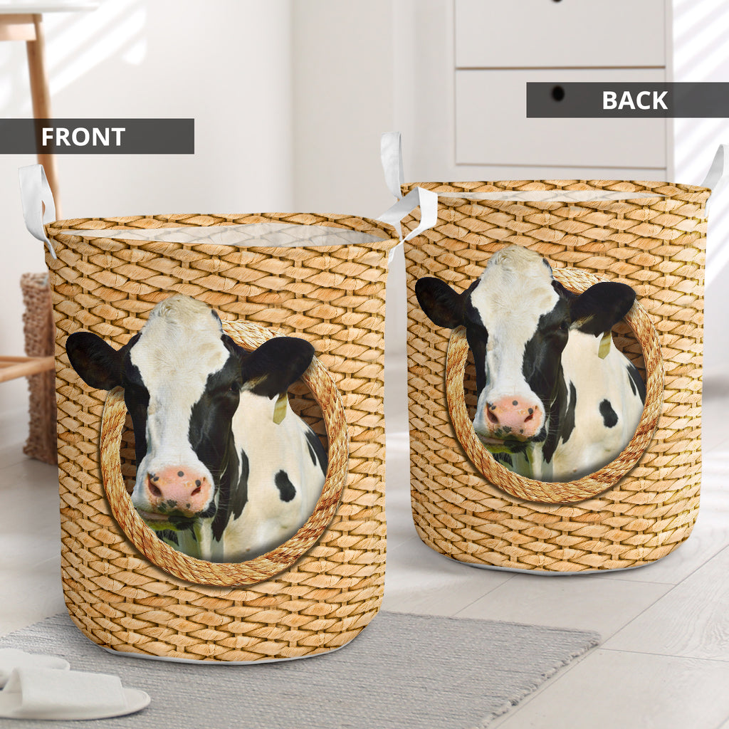 Cow Woven Laundry Basket For Room Home Organizer