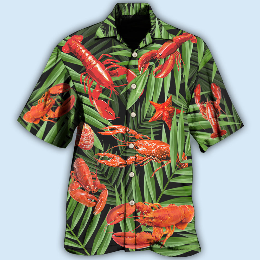 Tropical Crawfish Leaf Hawaiian Shirt For Resort Trips, Coastal Parties, And Warm Weather Style