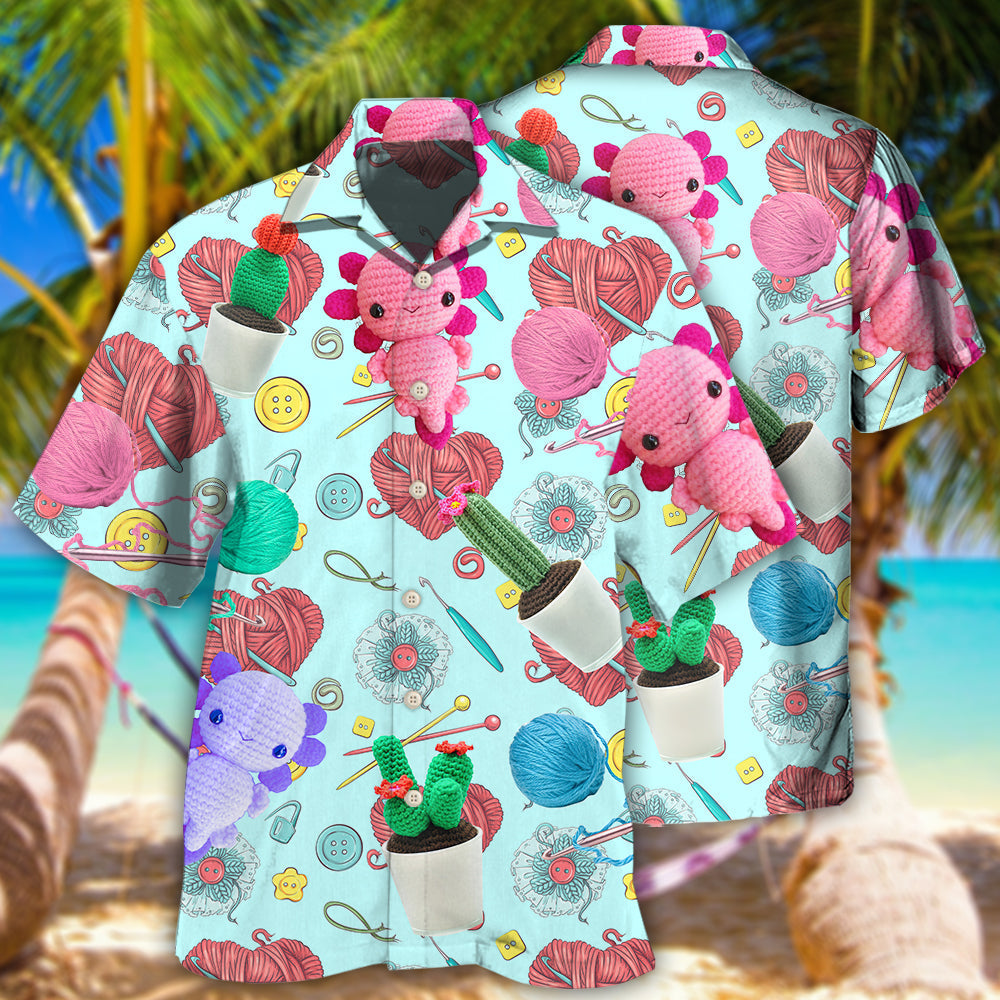 Creative Cute Crochet Hawaiian Shirt For Tropical Holidays, Outdoor Gatherings, And Everyday Comfort