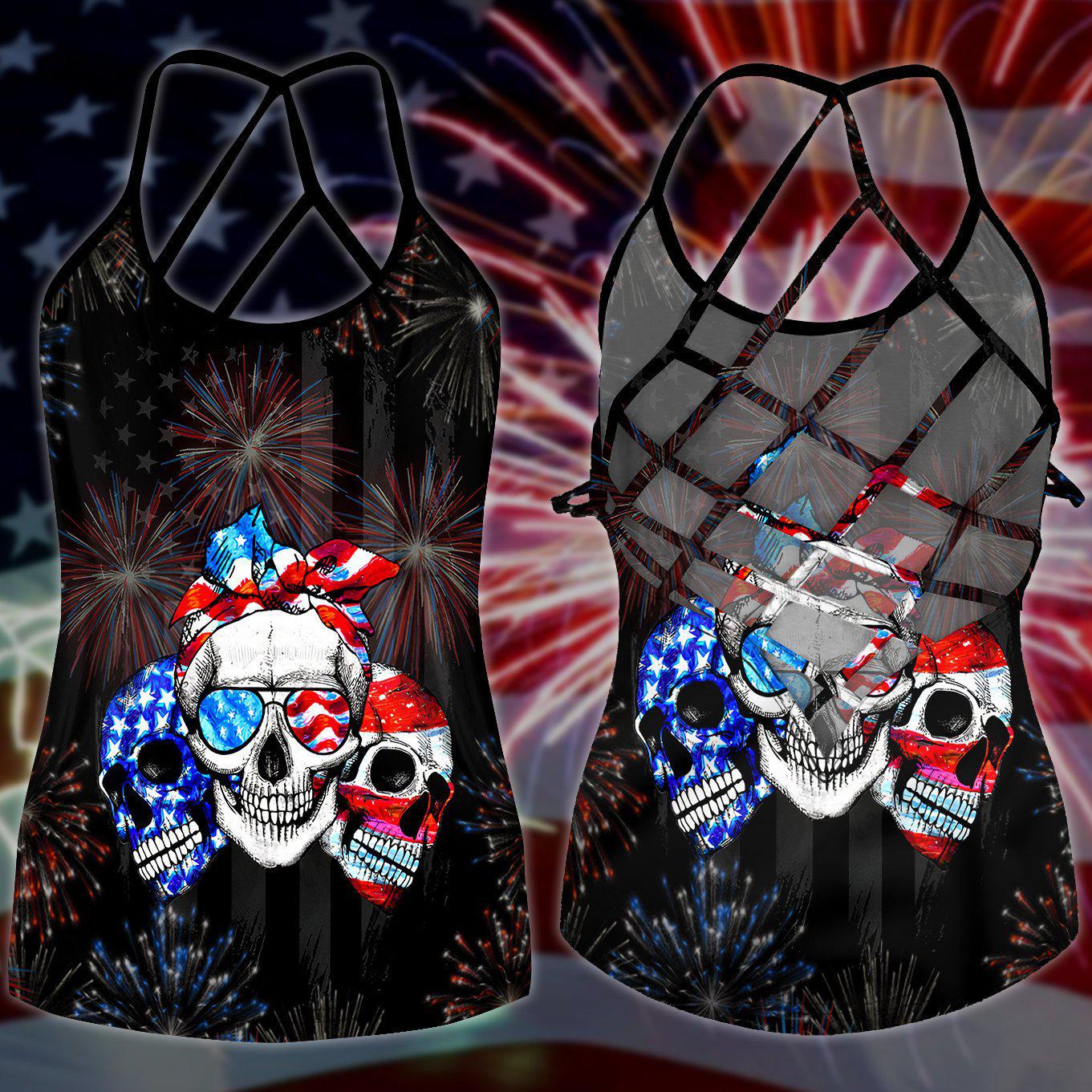 America Independence Day Happiness Hollow Tank Top For Yoga Workouts And Casual Wear