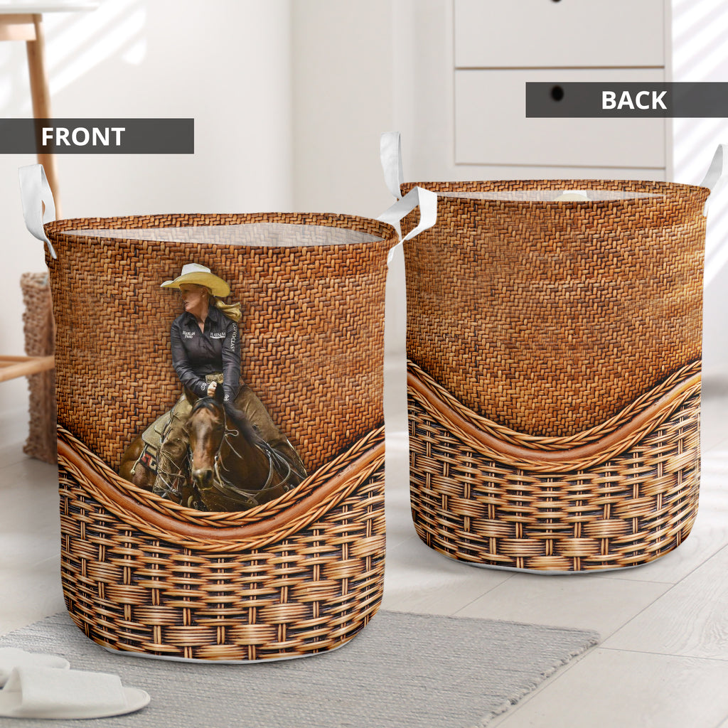 Horse Rattan Texture Lover Laundry Basket For Room Home Organizer