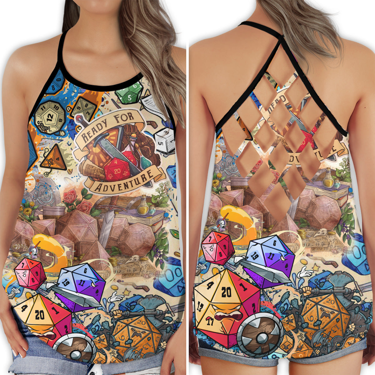 D20 Colorful Gaming Hollow Tank Top For Yoga Workouts And Casual Wear