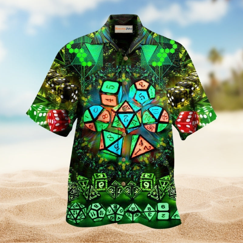 D2 Glowing Kaleidoscope Dice Hawaiian Shirt For Summer Vacation Beach Travel And Relaxed Casual Wear