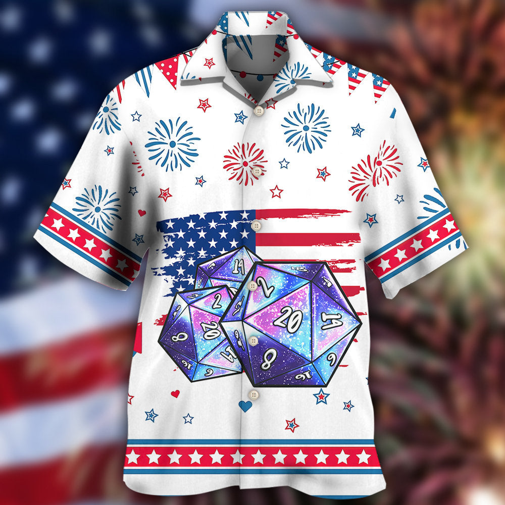 Tabletop Dice Independence Day Hawaiian Shirt Design View For Resort Travel And Thoughtful Gifting