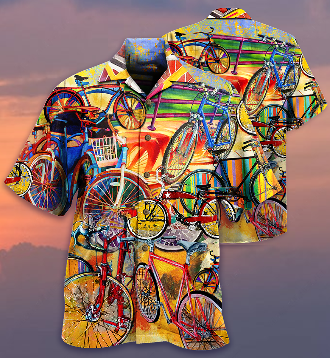 Bicycle Hawaiian Shirt Artwork View For Weekend Travel And Beach Style