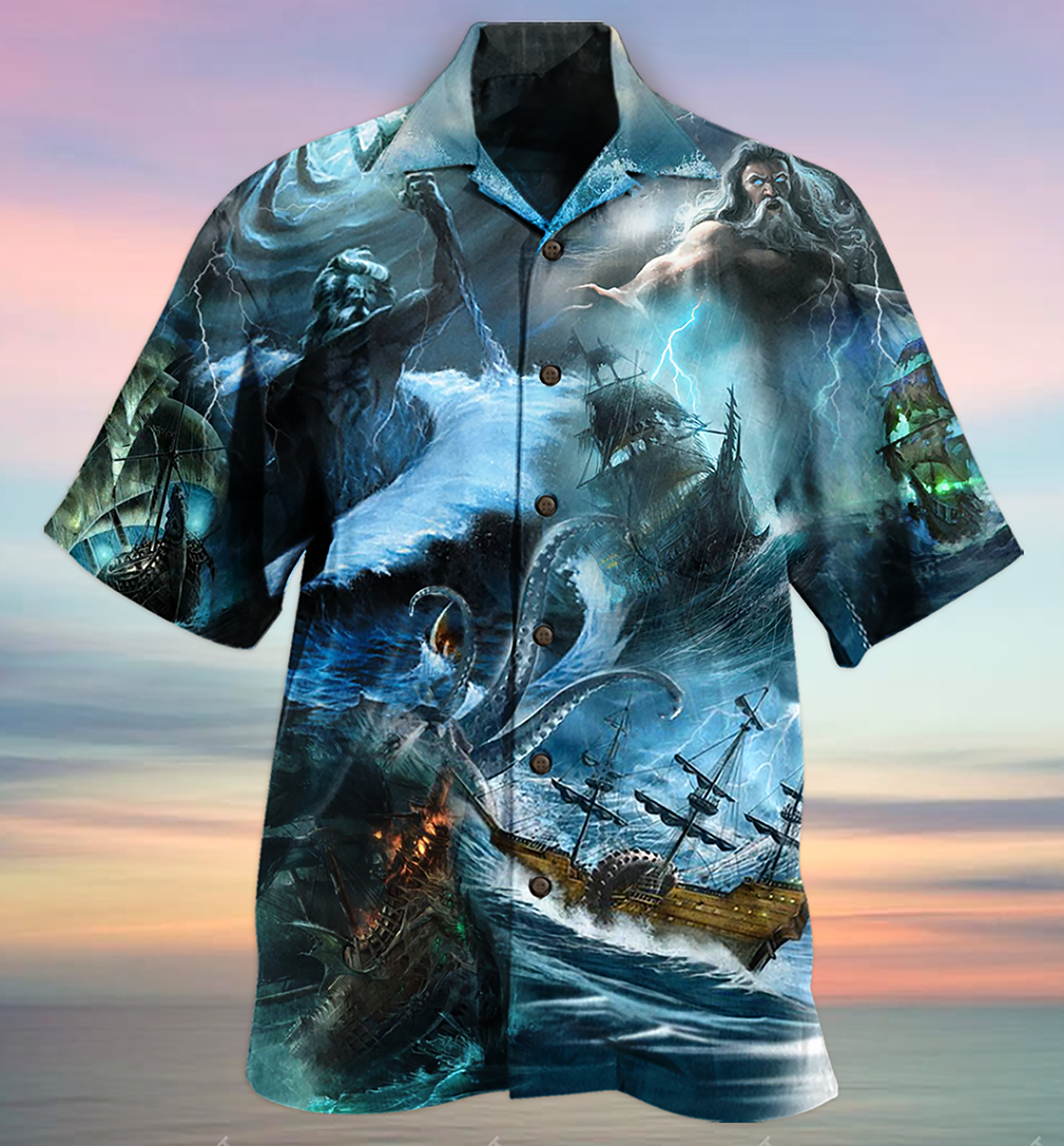 Greek Mythology Amazing Poisedon Hawaiian Shirt Design View For Casual Summer Styling