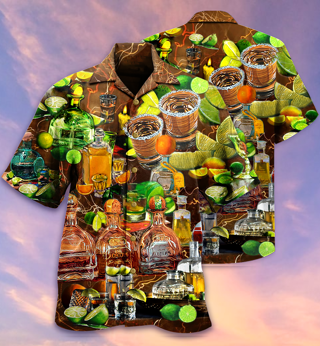 Wine Gives Lemon Grab Tql Salt Hawaiian Shirt Artwork Detail For Resort Trips And Outdoor Activities