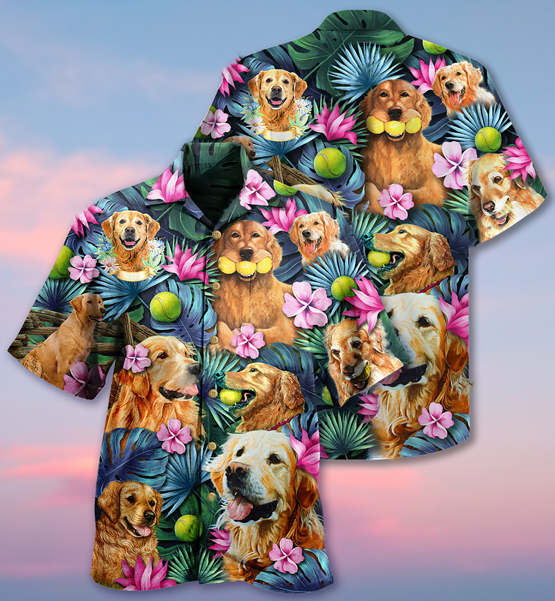 Dog Golden Retriever Hug Hawaiian Shirt For Coastal Adventures And Warm Weather Wear