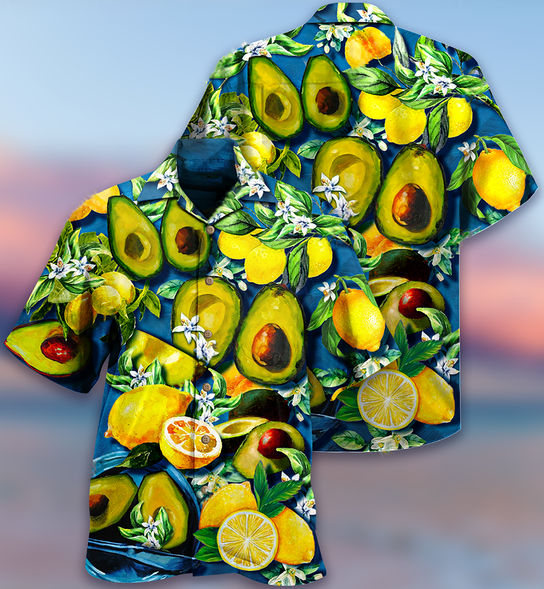 Fruit Avocado Lemon Summer Hawaiian Shirt For Resort Getaways And Comfortable Summer Activities