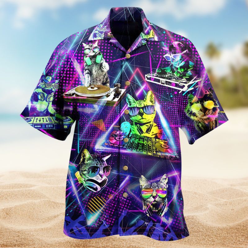 DJ Cats Hawaiian Shirt For Tropical Holidays, Outdoor Gatherings, And Everyday Comfort