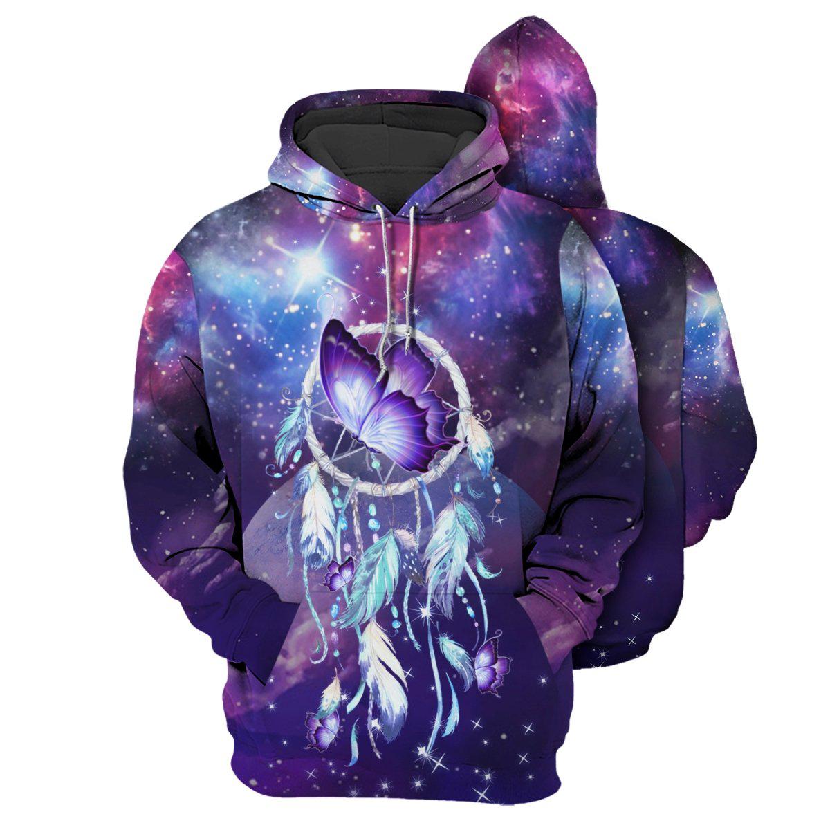 Purple Butterfly Dreamcatcher Hoodie For Artistic Heritage Style Seasonal Events And Everyday Comfort