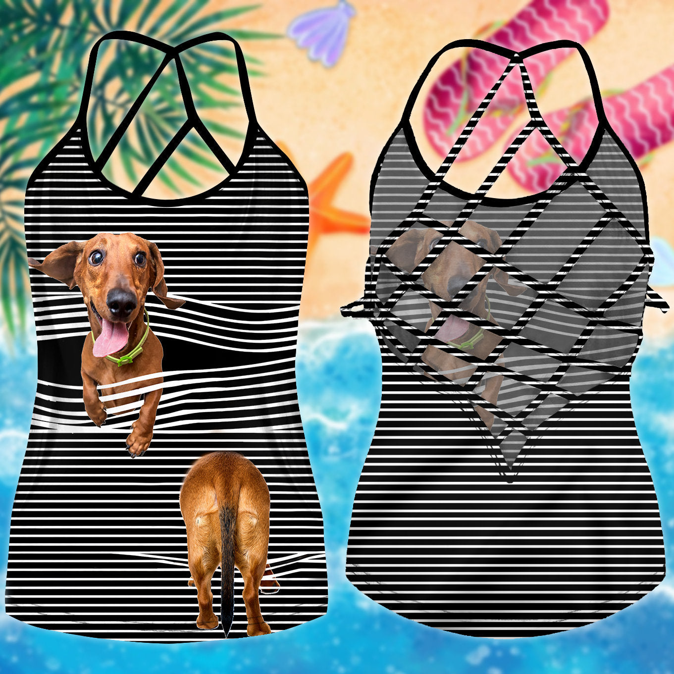Dachshund Love Summer Hollow Tank Top For Outdoor Activities And Athleisure