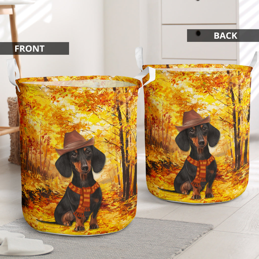 Dachshund Autumn Dreamy Laundry Basket For Room Home Organizer