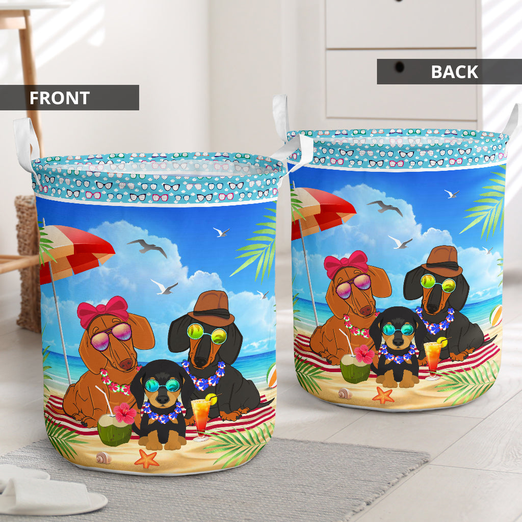 Dachshund Beach Summer Laundry Basket For Room Home Organizer