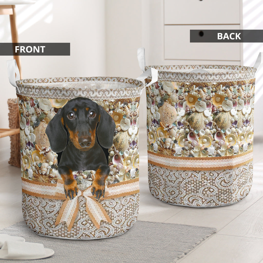 Dachshund Diamond Lace Laundry Basket For Room Home Organizer