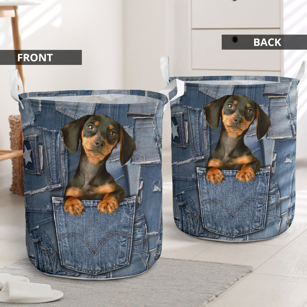 Dachshund Jean Laundry Basket For Room Home Organizer