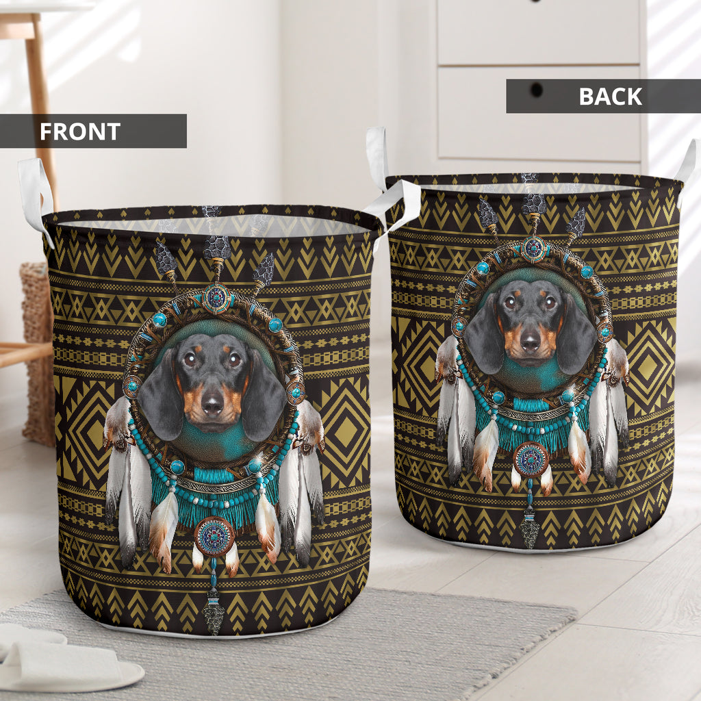 Dachshund Native American Laundry Basket For Room Home Organizer