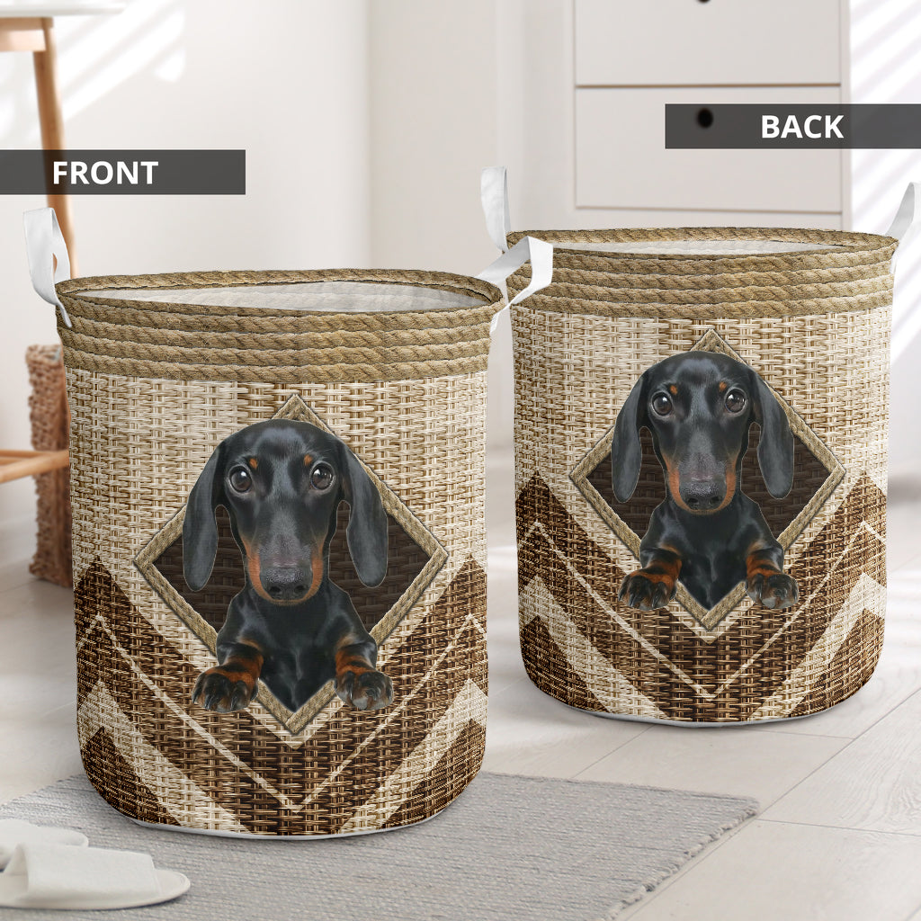 Dachshund Rope Handmade Laundry Basket For Room Home Organizer