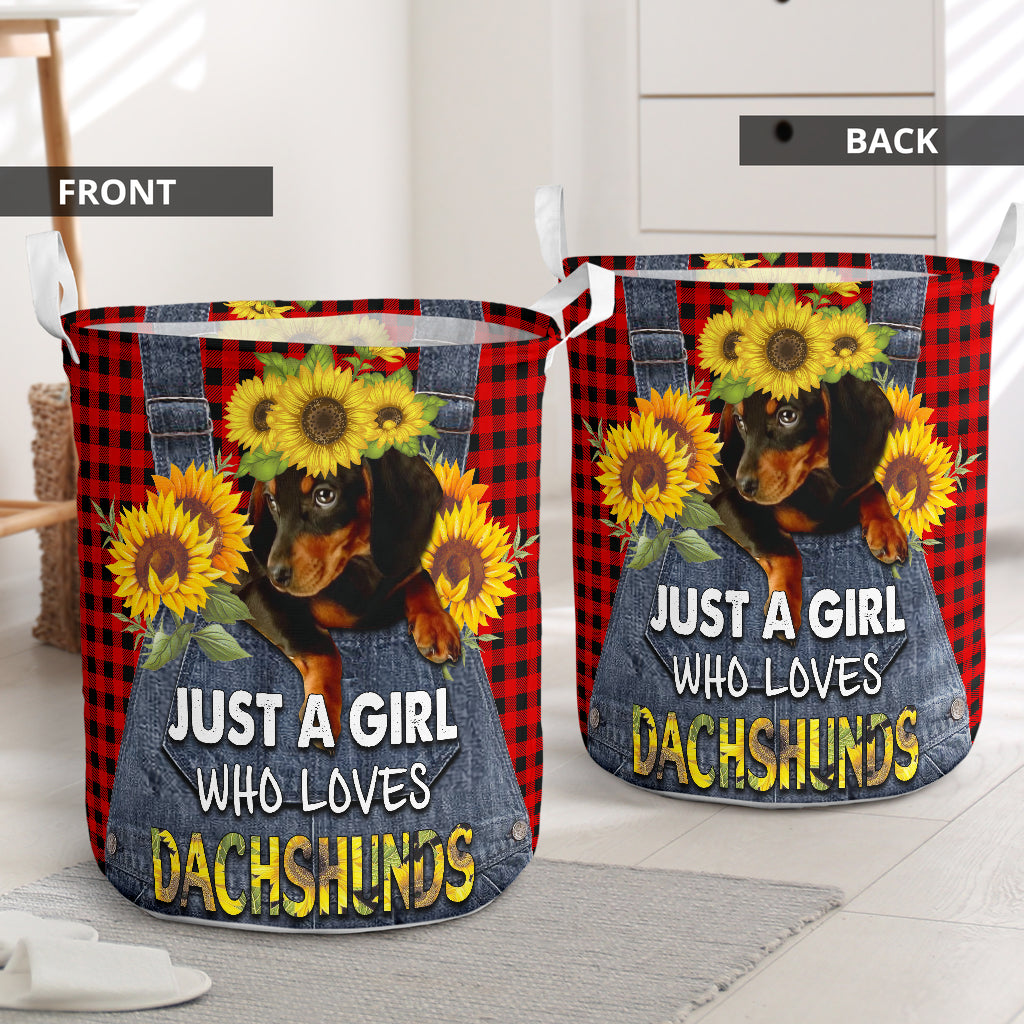 Dachshund Sunflower Jean Set Laundry Basket For Room Home Organizer