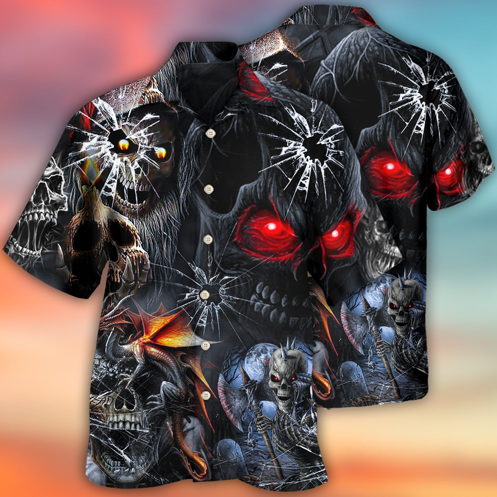 Dark Skull Hawaiian Shirt For Summer Vacation And Beach Travel