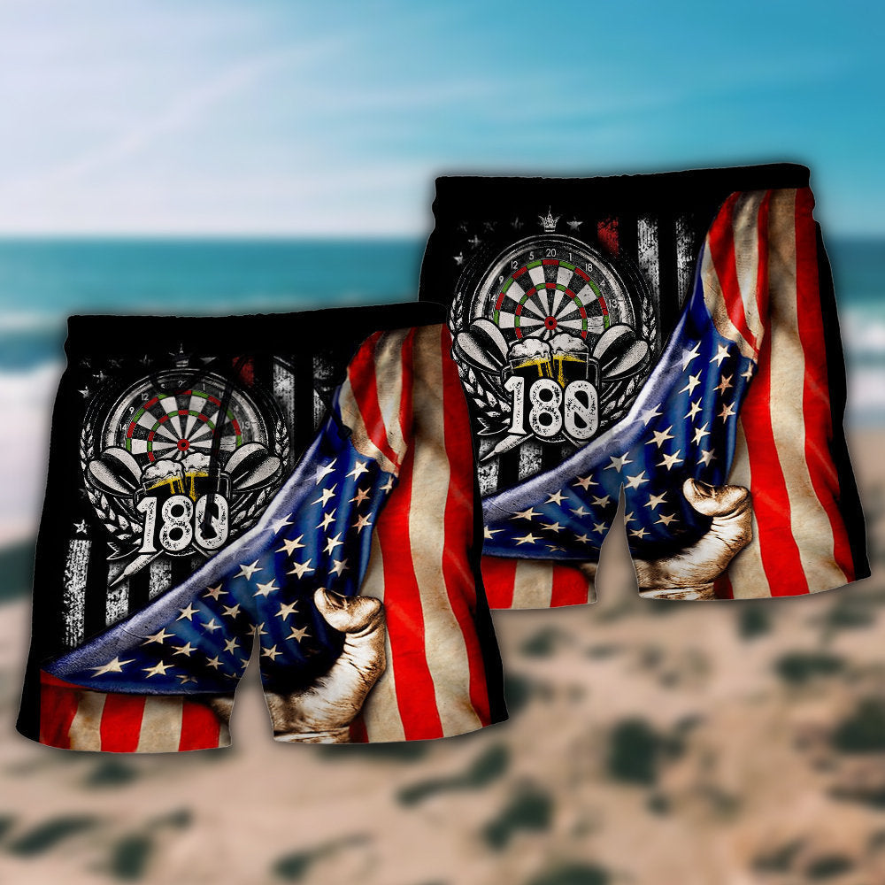 Independence Day Darts Beach Shorts Pattern Detail For Outdoor Activities And Lightweight Summer Style