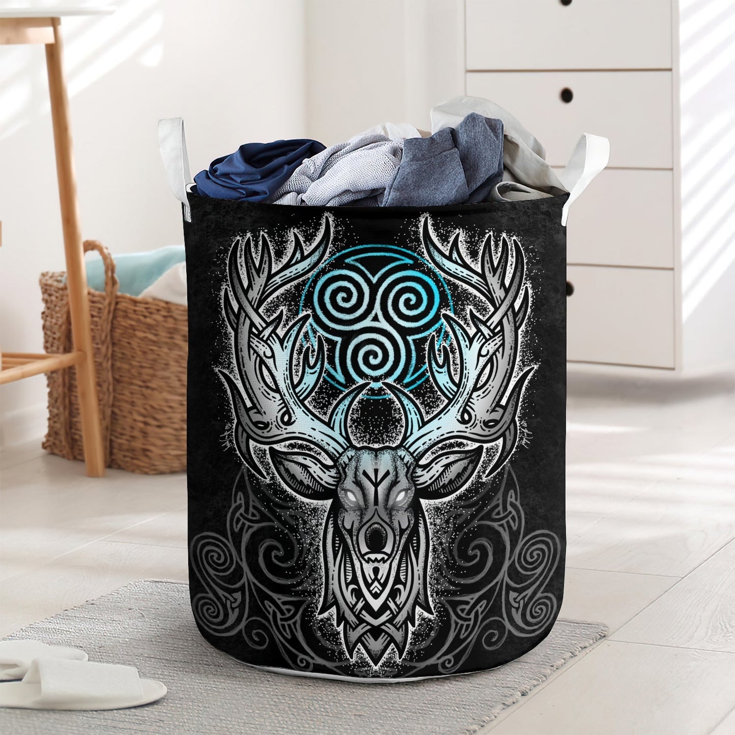 Deer Black Mysterious Style Laundry Basket For Bathroom Bedroom Storage