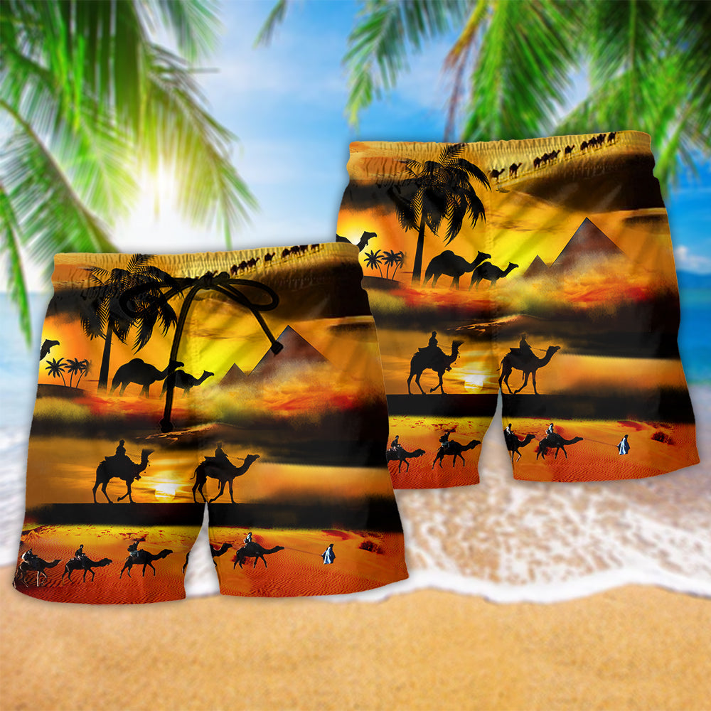 Desert Sun Landscape Beach Shorts Pattern Detail For Island Trips And Weekend Casual Style