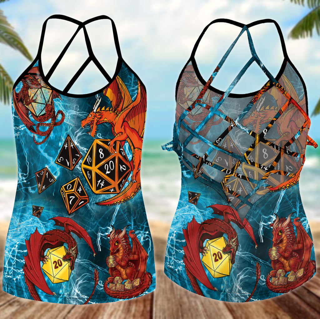 D20 Fullcolor Hollow Tank Top For Yoga Practice And Vacation Outfits