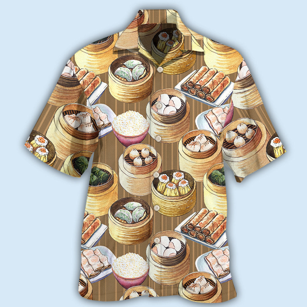 Food Delicious Dimsum Meal Hawaiian Shirt Pattern Detail For Vacation Travel And Daily Wear