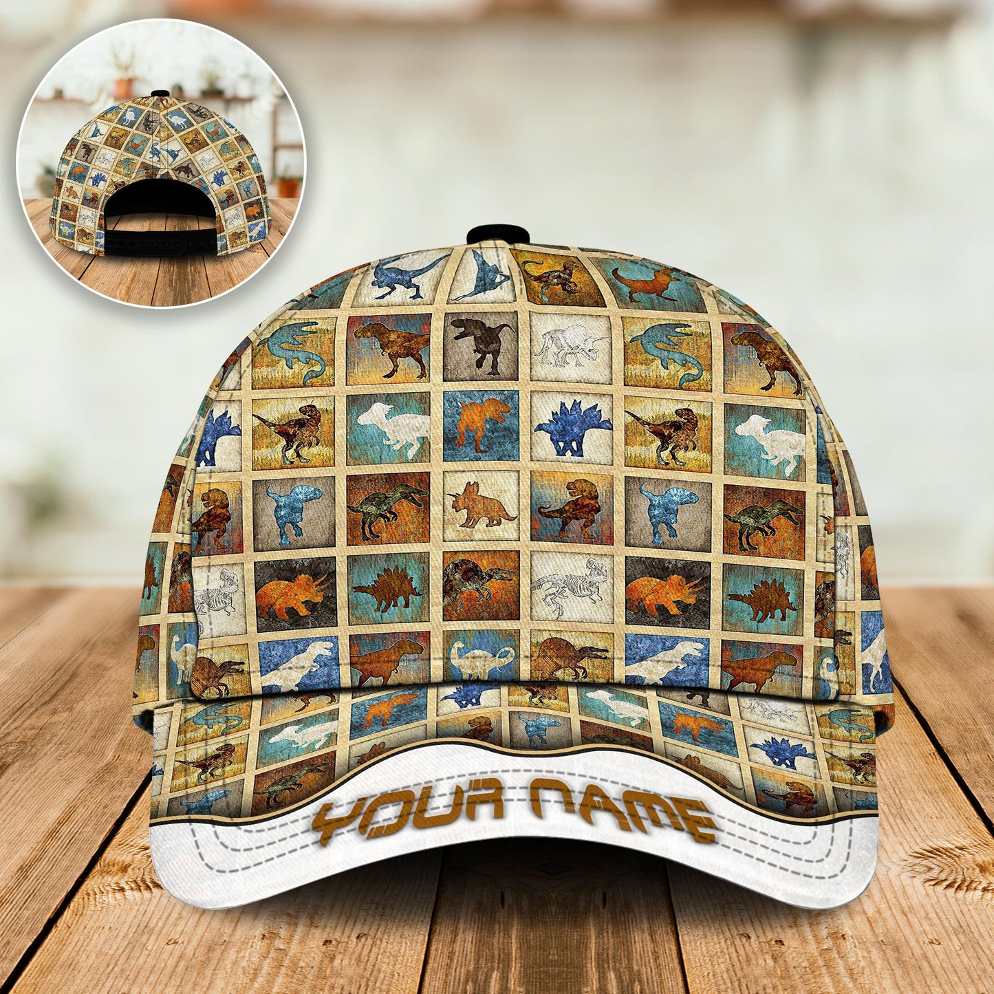 Vintage Dinosaur Art Personalized Classic Cap For Beach Vacations Outdoor Trips And Everyday Comfort